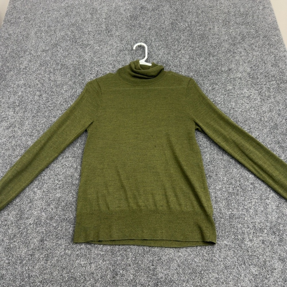 J Crew Sweater Women S Green Merino Wool Turtleneck Classic Layering Casual